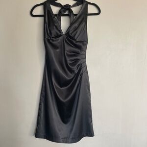 Y2K Black Satin Mini Dress Size 3/4